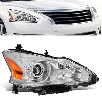Factory Style Passenger/Right Side Headlight Assembly Compatible with 13-15 Nissan Altima - Chrome Housing Amber Corner