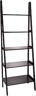 100% Solid Wood 5-Shelf Ladder Bookcase, Standard, 72"H, Espresso