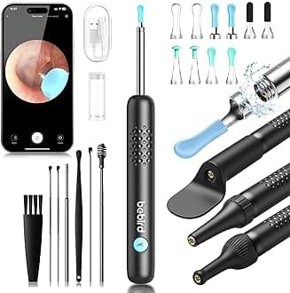 BEBIRD R1 Wax Removal Tool for Ear - Spade Ear Canal Cleaner with Camera 1080P Earscope, Wax Remove Ear Picker with Vari Replacement Tips, Camera with 6LED Light for Ear/Nose/Throat Examination, BlackGlobal Recycled StandardGlobal Recycled StandardGlobal Recycled Standard