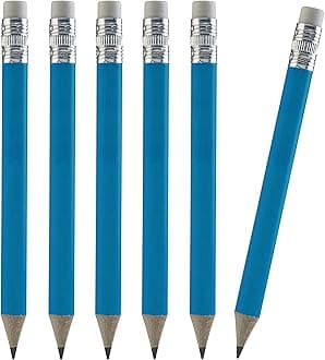 TH Golf 100pcs Golf Pencils, 4 Inch Mini Pencils Half Pencils with Eraser Sharpened Wood Mini Round Pencils for Schools Wedding Toddlers Home Corporate Multiple Colours (Neon Blue)