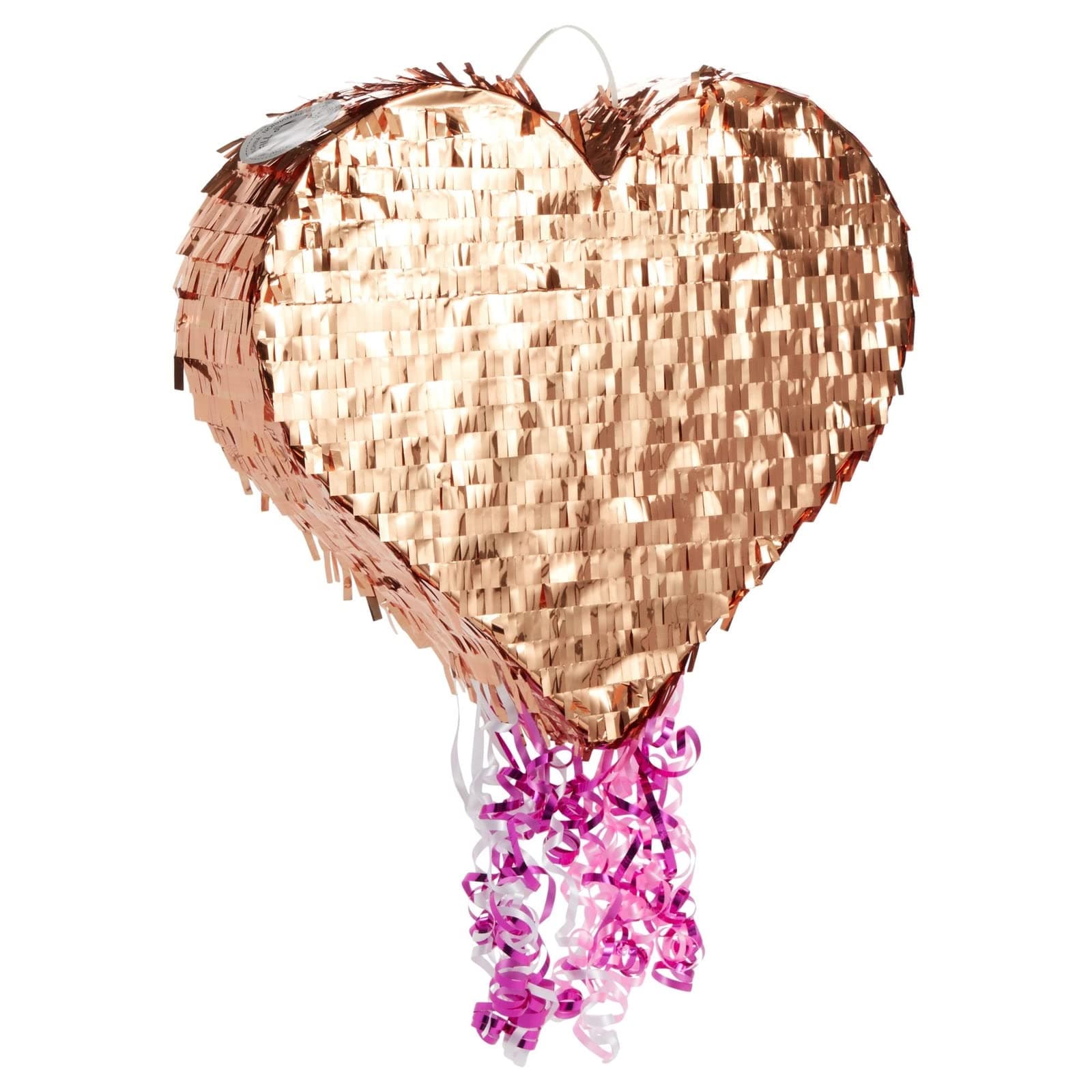 Sparkle and Bash Mini Pull String Heart Pinata - 15.7 x 13 x 3 In, Rose Gold - Valentines Day Pinata for Birthday Party Decor, & Effortless String Pull Surprise