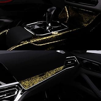 Lypumso Forged Carbon Fiber Vinyl Wrap, Gloss Crushed Stone Car Wrap Vinyl Film Easy Installation with Air Release Technology Auto Car Sticker Decal Sheet (Gold, 1ft x 10ft)