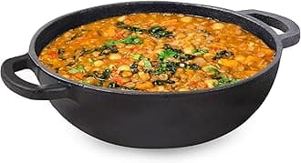 Pre-Seasoned Cast Iron Kadai with Flat Handles | Medium, 25.4 cm/10 inch, 2.3Ltr, 2.5kg | Naturally Nonstick Kadhai, 100% Pure & Toxin-Free, No Chemical Coating