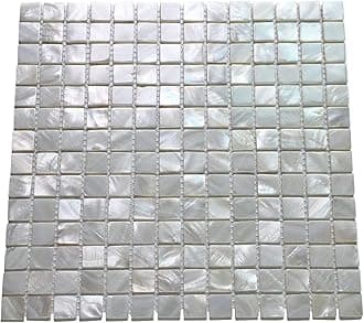 Art3d Mother of Pearl Square Shell Mosaic Tile for Kitchen Backsplashes, Bathroom Walls, Spas, Pools 12" X 12" Pack of 6(Shimmer Gray)