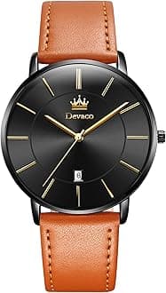 Mens Watches, Minimalist Fashion Simple Wrist Watch for Men Analog Date with Leather Strap，Ultra Thin and Stylish Large dial Watches for Men.