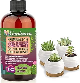 Premium Liquid Succulent Plant Fertilizer - 3-1-2 Concentrate for Indoor Plants and Flowers by Gardenera | Organic Plant Food for Succulents - 8oz