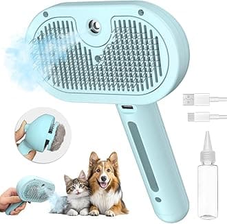 Spray Cat Brush for Shedding, 3 in 1 Self Cleaning Dog Brush Remove Static Flying Hair for Long and Short Hair Dogs and Cats to Remove Tangled and Loose Hair (Blue)
