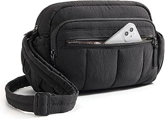 BAGSMART Anti Theft Crossbody Bags for Women Travel Purse, Medium Quilted Puffy cross body bag, Handbags Shoulder Purses, Black-medium