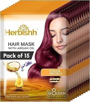 Herbishh Argan Hair Mask 25 ml x 15 Pouches – Deep Conditioning Hair Mask for Dry & Frizzy Hair | Keratin Hair Mask Sulfate Free, Hydrating Argan Oil Hair Mask for Damaged Hair, Travel Sachets