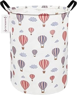 QUEENLALA Large Storage Basket,Laundry Hamper/Bathroom/Home Decor/Collapsible Round Storage Bin,Boys and Girls Hamper/Boxes/Clothing(Round-Color Balloon)