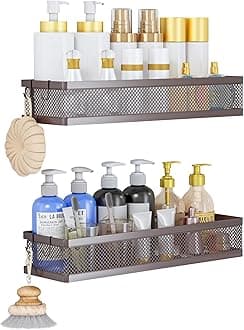 PUSDON Metal Wall Hanging Basket 2 Packs DIY Suitable for Multiple Scenes - Large Bronze Netting