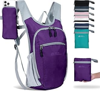 Hiking Backpack 10L/15L Small Daypack Lightweight Packable Travel Foldable Water Resistan for Women Men (Deep Purple, 15L)