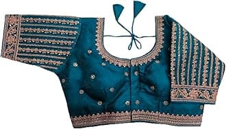 Women's Readymade Blouse Embroidery Multi Coding Gold Thread Indian Ethnic Designer Stitched Readymade Saree Half Sleeve Blouse for Women for Saree Lehenga Choli