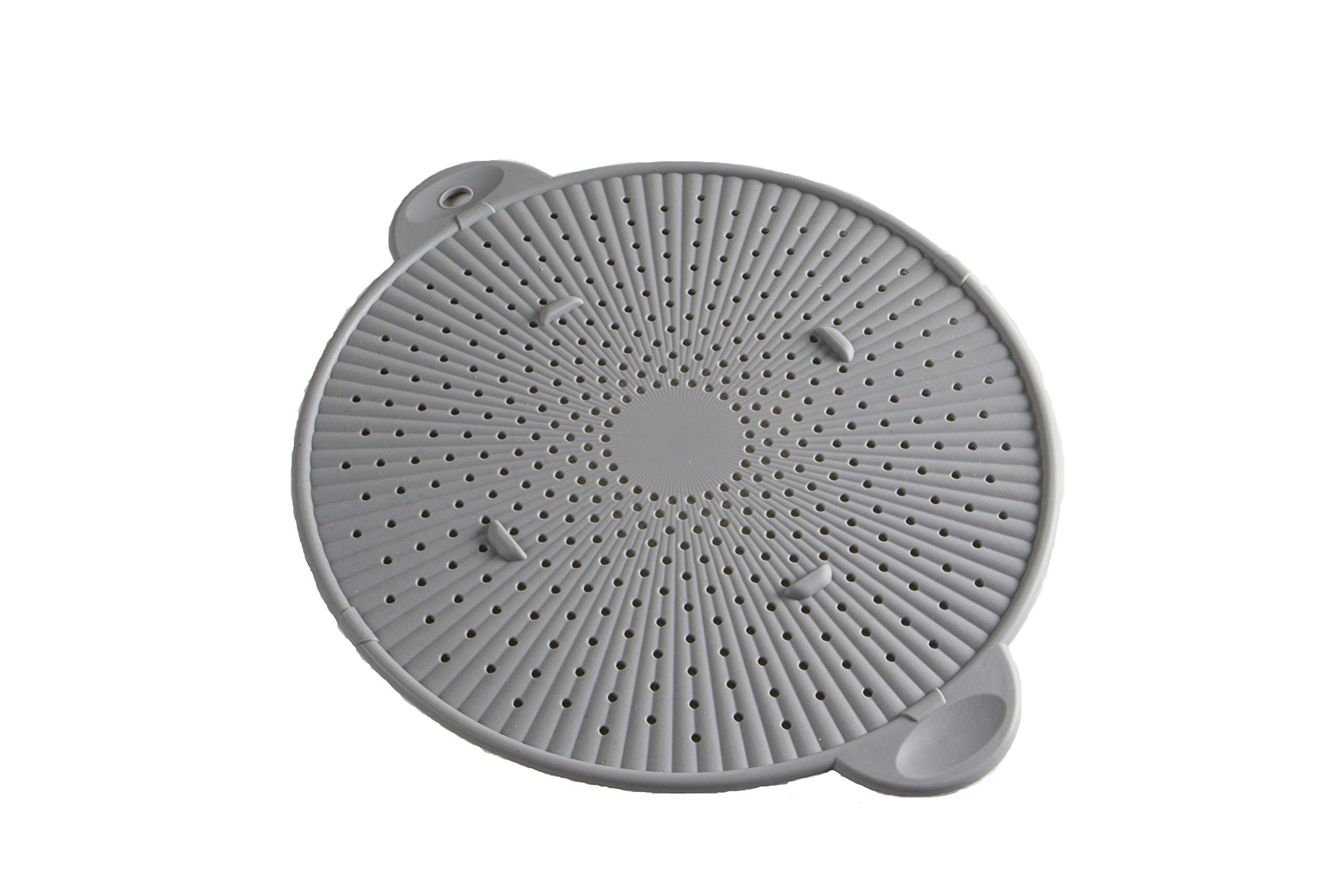Silicone Splatter Screen, Multi-Use Kitchen Tool, Protect Stovetop and Counters, 3-in-1 Silicone Kitchen Trivet, Splatter Screen, and Colander Lid, Gray