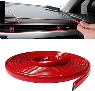 16Ft Car Trim Strip Self-Adhesive, Automotive Side Body Chrome Moulding, Scratch-Proof Chrome Auto Exterior Accessories for Men DIY Trim Line Molding for Decoration Window Bumper, Red