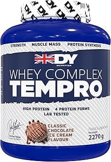 DY Nutrition Whey Complex Tempro | x4 Protein Forms | Whey, Casein, Isolate & Egg Albumin, 23g Premium Protein Powder with Digestive Enzymes for Optimal Absorption, 2.27kg | Chocolate Flavour