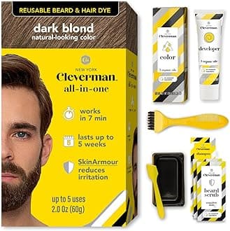 Reusable Hair & Beard Dye for Men – Dark Blond 7.01 | Up to 5 Uses, 7 Minutes | Natural Gray Coverage, No-Drip Cream with SkinArmour® – Cleverman