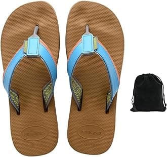 Men's New Urban Tech Flip Flops - Stylish, Comfortable, and Durable Sandals with Wide Straps, Perfect for Beach, Casual, and Everyday Wear, Includes Velvet Pouch, 9-10, Bronze
