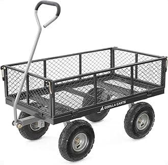 800 Pound Capacity Heavy Duty Durable Steel Mesh Convertible Flatbed Garden Outdoor Hauling Utility Wagon Cart, Black