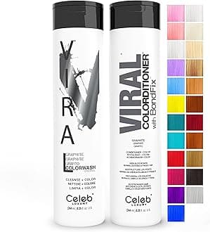Celeb Luxury Viral Pastel Graphite Duo, Color Depositing Colorwash Shampoo & Conditioner with Bondfix Bond Rebuilder, Semi Permanent Hair Colour Glaze, Maintains and Refreshes Metallic Silver Color