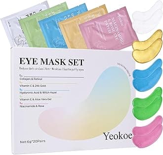 Yeokoe Under Eye Patches for Dark Circles,Eye Mask for Puffy Eyes With Collagen,Retinol,Vitmin C,Hyaluronic Acid and Niacinamide Face Masks Skincare Spa Gifts for Woman 20Pairs