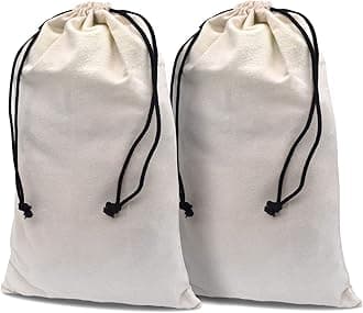 Cowboy Boot Bag, Beige Duster Flannel Pouch with Drawstring Closure, Washable Breathable Cotton Fabric for Shoes, Luggage, 12.5x20.5 2 Pack