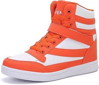UBFEN Womens high top Ankle Support Sneakers Vibrant Colour Hidden Wedge Heel Retro 80s Tennis Shoes for Girls Cosplay Removable Insole Footwear