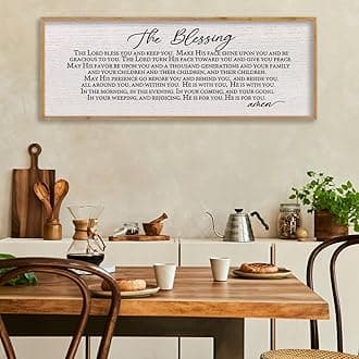 LuZhiQiang The Blessing Christian Song Lyrics Wall Decor 40''×15'' Scripture May The Lord Bless You Bible Verse Wall Art Sign (Wood)