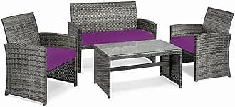 iSTYLE MODE BETTER HOME CHOICE 3 Pieces Replacement Cushions Set For Rattan Chairs Sofa Patio Garden Outdoor Furniture Water Resistant Patio Padding Lightweight and Durable (Purple)