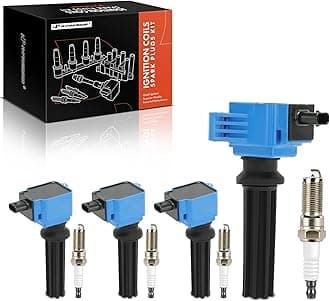 A-Premium Set of 8 Ignition Coil Pack and Iridium Spark Plugs Compatible with Ford Explorer, Escape, Fusion, Focus, Edge, Mustang, Taurus, Special Service Police Sedan & Lincoln MKZ, MKC, MKT