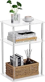Clear Acrylic Side Table, 3-Tier End Table for Living Room, Small Bedside Tables Nightstand for Bedroom, Home Decor Accent Table, 15.7" L x 11.8" W x 23.6" H