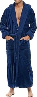Plush Mens Robe with Hood, Hooded Big and Tall Robes for Men, Sherpa Fleece Robe for Men