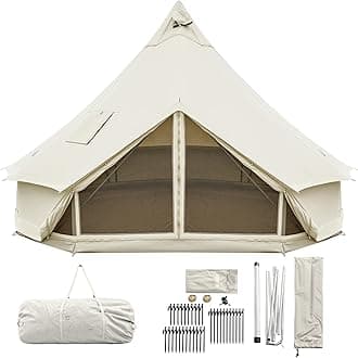 KingCamp Canvas Bell Yurt Tents, 4 Seasons Large Waterproof & Windproof Luxury Glamping Tent w/Stove Jack for Family Outdoor Camping, Hunting, Parties