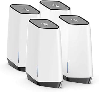 NETGEAR Orbi Pro WiFi 6 Tri-Band Mesh System for Business or Home (SXK80B4) - Router with 3 Satellite Extenders | 4 SSIDs, VLAN, QoS | Coverage up to 12,000 sq. ft, 80 Devices | AX6000 (Up to 6Gbps)