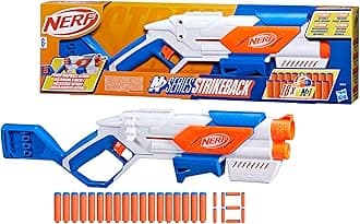 N Series Strikeback Blaster with Snapback Action, Internal 6-Dart Clip & 12-Dart Storage, Includes 18 Official N1 Foam Darts, High-Performance Toy Blaster for Kids 8 For Kids
