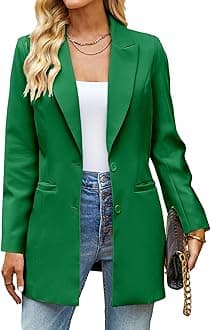 Blazers for Women Business Casual Long Blazer Jackets Dressy Work Professional Office Outfits Lapel Pockets