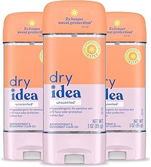 Gel Deodorant & Antiperspirant | 72-Hour Protection | Unscented | Hypoallergenic | Pack of 3