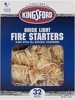 Quick Light Fire Starter Rolls, All Natural Hardwood with Paraffin, Water Resistant and Easy Lighting for Charcoal, Pellet Grills, Smokers, Campfires, Outdoor Fireplaces, 32 Count