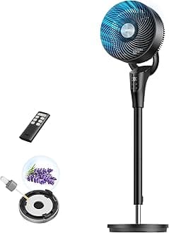 DREO Fan for Bedroom, 2026 Upgraded, 90ft Airflow, 20dB Quiet Fan, 90° Oscillating Standing Fan for Whole Room, DC Motor, 8+H Speeds, 3 Modes, 38-42'' Adjustable Height, 8H Timer, 105° Manual Vertical