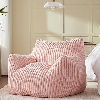 - Achicsofar Giant Bean Bag Chairs for Adults Teens, Large Bean Bag Sofa Chairs with Filling Comfy Fuzzy BeanBag Chair with Armrests for Bedroom Living Room Reading