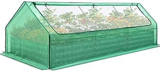 Raised Garden Bed Galvanized Raised Beds for Gardening Vegetables with Cover 8x4x1 ft Metal Planter Box Outdoor Use (Green)