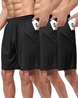 3 Pack Gym Basketball Mens Shorts - Quick Dry Black Workout Athletic Shorts with Pockets for Casual Running(S-6XL)
