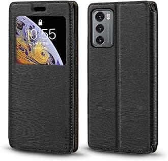 Invisible Magnetic View Window PU Leather Flip Case Compatible with LG Wing 5G, Smart Clear Display Cover with Full Protection