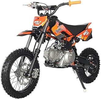 X-PRO Bolt 125 Dirt Bike with Automatic Transmission, Electric Start, Big 14"/12" Tires! (Orange)