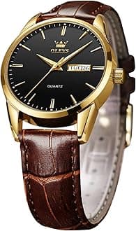 OLEVSWatches for Men Chronograph Business Wrist Watches Analog Quartz Moon Phase Stainless Steel Waterproof Luminous Dress Watches