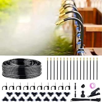 Thiswing 360° Adjustable Drip Irrigation System - 50FT Garden Watering System with 16 Nozzles, Garden Mister System, Garden Irrigation System, Atomizing System for Yard, Lawn, Plants, 5/16 in Tubing