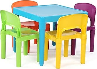 Humble Crew Kids Table and 4 Chair Set, Blue Table with Chairs - Sturdy Toddl...