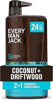 2-in-1 Daily Shampoo + Conditioner - Coconut & Driftwood | Nourishing For All Hair Types, Naturally Derived, Cruelty-Free Shampoo and Conditioner Set for Men | 24oz - 1 Bottle