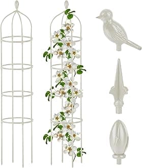 Garden Obelisk Trellis for Climbing Plants Outdoor 6 Ft Rose Bush Round Trellis for Pots Rustproof Metal Plant Flower Trellises for Clematis Vine Jasmine Support Outdoor Indoor