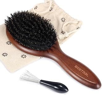 BESTOOL Hair Brush, Boar Bristle Hair Brushes for Women Men Kids, Boar Bristle Brush for Hair Smoothing, Everyday Brush Enhances Shine & Health